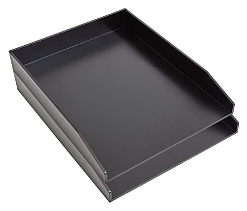 Staples Front‑Load Stackable Plastic Letter Tray, Black, 2‑Pack – Desktop Paper Organizer for Office Files & Documents - size: 1 Pack, style: Letter Tray (Front-Load)