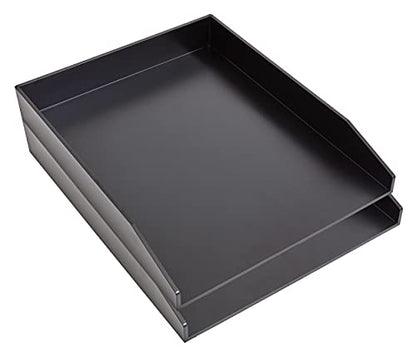 Staples Front‑Load Stackable Plastic Letter Tray, Black, 2‑Pack – Desktop Paper Organizer for Office Files & Documents - size: 1 Pack, style: Letter Tray (Front-Load)