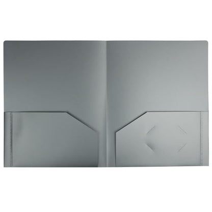 JAM PAPER Heavy Duty Plastic 2 Pocket Extra Tough School Folders - Silver - 3/Pack - color: Silver, size: 3 Per Pack