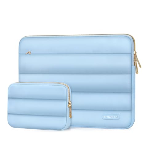 MOSISO Laptop Case 14 inch, 14 inch Puffy Laptop Sleeve, Air Blue | Compatible with HP Lenovo Dell ASUS Acer, HP Stream, Dell Latitude, Lenovo IdeaPad, Polyester Horizontal Bag with Small Case - color: Air Blue, size: 14 inch