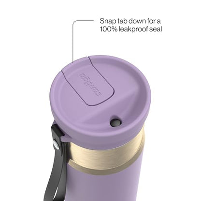 Contigo SnapSeal 709.8ml(24온스) 스테인리스 스틸 진공 단열 물병, 누출 방지 자동 닫힘 뚜껑, 휴대용 스트랩 및 재사용 가능한 빨대, BPA 프리 및 납 프리, 식기세척기 사용 가능 - color: 퍼플 당근 샴페인, size: 24온스