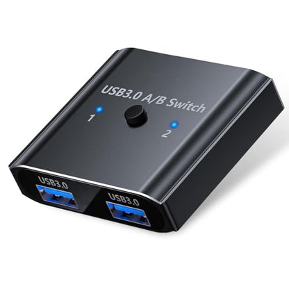 USB 3.0 Switch Selector Bi-Directional, 2-in-1 Out / 1-in-2 Out USB Switcher for 2 Computers Share Devices for Printer Scanner Keyboard Mouse, Aluminum Shell, Plug and Play, High-Speed 5Gbps - color: Space-Black Switcher