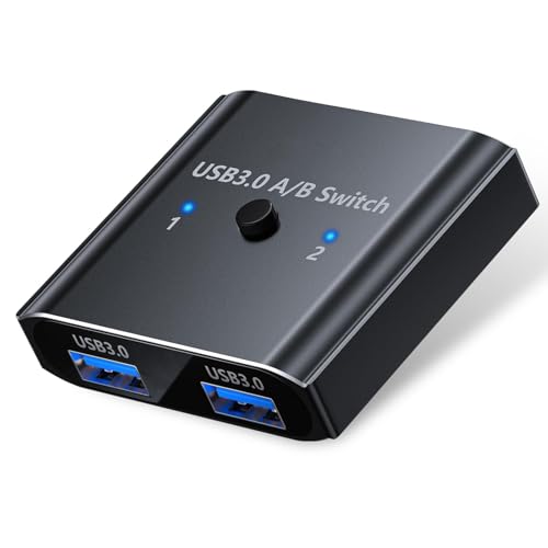 USB 3.0 Switch Selector Bi-Directional, 2-in-1 Out / 1-in-2 Out USB Switcher for 2 Computers Share Devices for Printer Scanner Keyboard Mouse, Aluminum Shell, Plug and Play, High-Speed 5Gbps - color: Space-Black Switcher