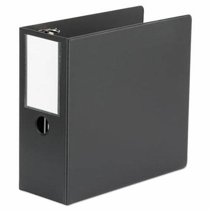 Universal D-Ring Binder, 5" Capacity, 8-1/2 x 11, Black, Reference Binder with Label Holder