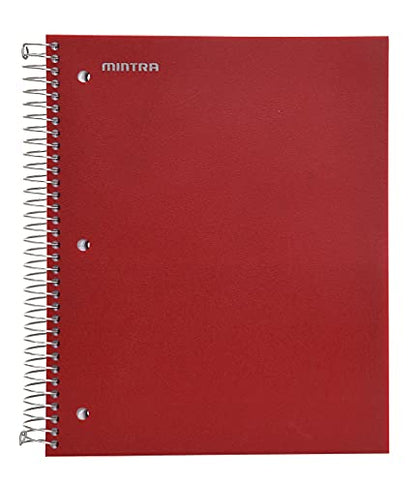 Mintra Office Durable Spiral Notebooks, 5 Subject (Chili Oil, College Ruled 1pk) - color: Chili Oil, size: College Ruled 1pk