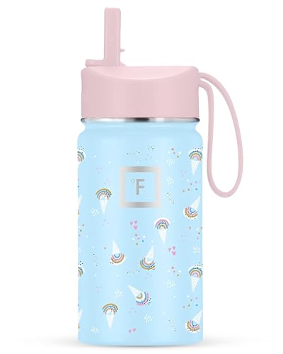 IRON °FLASK Kids Water Bottle - Straw Lid, 20 Name Stickers, Vacuum Insulated Stainless Steel, Double Walled Tumbler Travel Cup, Thermos Mug - Gelato, 14 Oz - color: Gelato, size: 10 Ounces