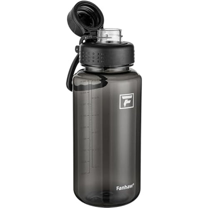 Fanhaw 32 oz Clear BPA-Free Tritan Water Bottle with Fast-Flow Spout Lid, BPA-Free & Leak-Proof Wide-Mouth Reusable Bottle for Gym, School & Office, Back to School Essentials (Black) - color: Black, style: 32 Ounces