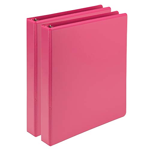 Samsill Plant-Based 1 Inch Durable Round Ring, View Binder, Eco-Friendly, USDA Certified Biobased, 2 Count, Pack of 1, Berry Pink - color: Berry Pink, size: 1", style: 2 Pack