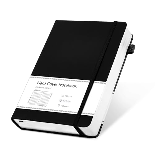 CAGIE Journal Notebook for Men Women 320 Pages Journaling Notebooks Leather Journals for Writing Hardcover for Work Diary Lined A5, Black - color: Black, style: Lined A5