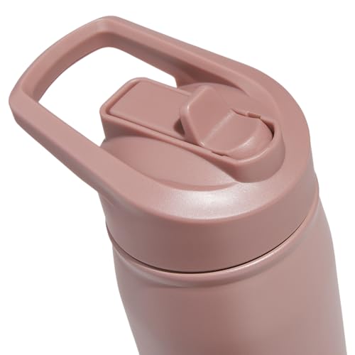 adidas Stainless Steel Metal Water Bottle 20 oz (600 mL) Straw Lid - color: Warm Clay Pink/Quiet Crimson Purple