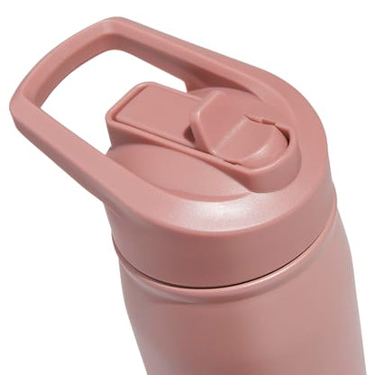 adidas Stainless Steel Metal Water Bottle 20 oz (600 mL) Straw Lid - color: Warm Clay Pink/Quiet Crimson Purple