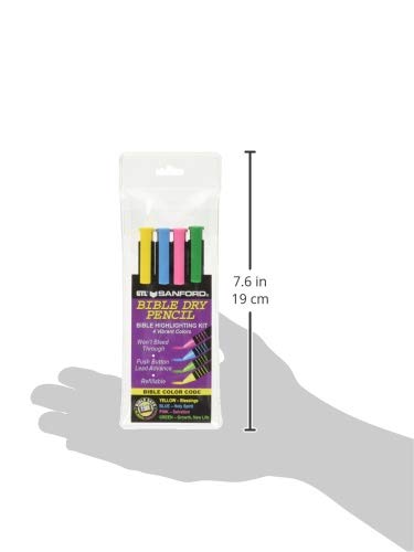 G.T. Luscombe Company, Inc. Bible Dry Highlighting Kit | No Bleed Eco-Friendly Refillable Dry Highlighters | No Sharpening | No Smearing or Fading | Yellow, Blue, Pink, Green (Set of 4)