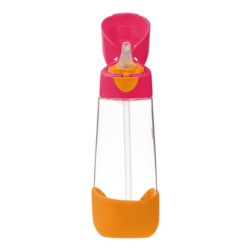 b.box 20oz Tritan Kids Water Bottle - Kids Water Bottle w/Straw for School, Sports, Daycare - Leakproof - Ergonomic Triangle Grip - Dishwasher Safe, BPA Free, PFAS Free - Strawberry Shake - color: Strawberry Shake, size: 20 Ounces