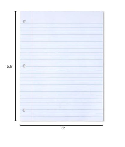 Amazon Basics Wide Ruled Loose Leaf Paper, 10.5" x 8", 150 Sheets, No Binding, White, 1-Pack - size: Wide Ruled, 1-pack