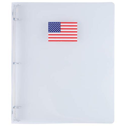 JAM PAPER Plastic 0.75 inch Binder - American Flag Clear 3 Ring Binder - Sold Individually - color: United States Flag, size: 0.75 inch