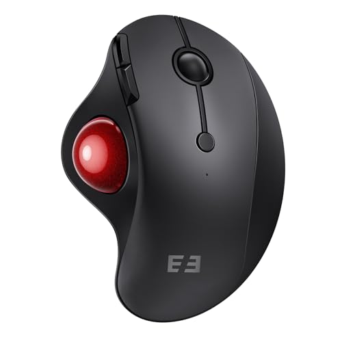 seenda Wireless Trackball Mouse, Ergonomic Bluetooth Rollerball Mouse Rechargeable, 3 Device Connection Optical Mice Adjustable DPI Thumb Control Mice Compatible for PC/Laptop/Windows/Mac - Black&Red - color: Black with Red ball