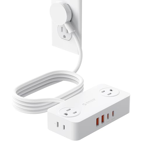 ORICO Power Strip with USB Port, 5Ft Extension Cord with Multiple Outlets for Desk, 8 in 1 Charging Station (AC*4, USB-C*2, USB-A*2) Desktop Accessories for Home, Office, Dorm, Room - CPR20 White - color: White