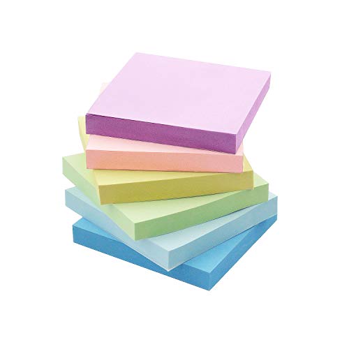 Early Buy Sticky Notes 3x3 in, 6 Pads Pastel Colors, 100 Sheets/Pad | 6 bright pastel colors, self-stick, ideal for reminders and office organization - color: 6pads Pastel Color
