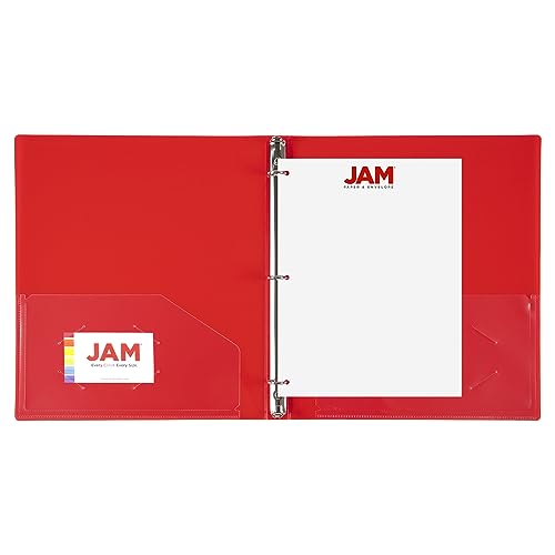 JAM PAPER Plastic 0.5 inch Binder - Red 3 Ring Binder - Sold Individually - color: Red, size: 0.5 inch