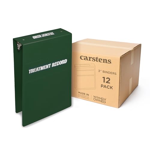 Carstens 3-Inch Heavy Duty Round Ring Binder for Treatment Administration Records – Top Opening Forest Green, Case of 12, Durable Plastic, No Pockets, Holds 400 Letter Sheets, Made in USA, (1789-3RCS) - color: Hunter Green, size: 3", Case of 12