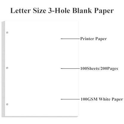 (3-Pack) A4 Blank Paper Refills, 300Sheets / 600Pages Print/Loose-Leaf Paper, 3-Hole, 100gsm, White, 8.5'' x 11'' - style: 3-Hole