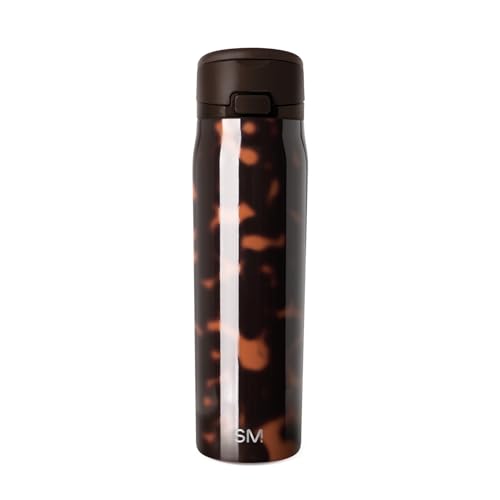 Simple Modern Mesa Loop Water Bottle with Covered Straw and Handle | 24oz Cup Holder Friendly Insulated Stainless Steel Bottles for Travel, Sports and School | Tortoise - color: - Tortoise, size: 24 Ounces