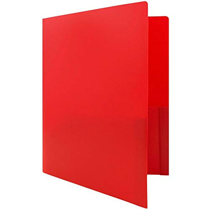 JAM PAPER Heavy Duty Plastic 2 Pocket Extra Tough School Folders - Red - 6/Pack - color: Red, size: 6 Per Pack