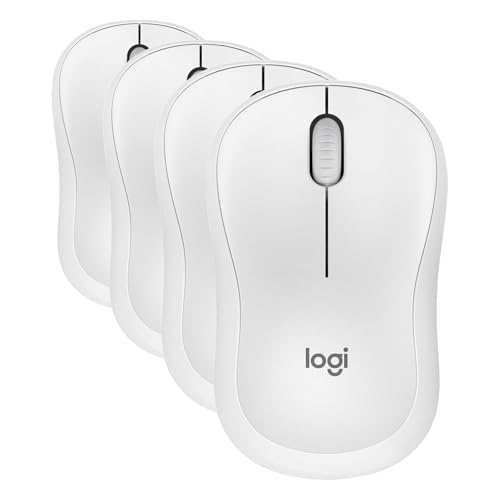 Logitech M240 Silent Bluetooth Mouse, Wireless, Compact, Portable, Smooth Tracking, 18-Month Battery, for Windows, macOS, ChromeOS, Compatible with PC, Mac, Laptop, Tablets - Off White (Pack of 4) - color: Off White, size: One Size (Pack of 4), style: Blu