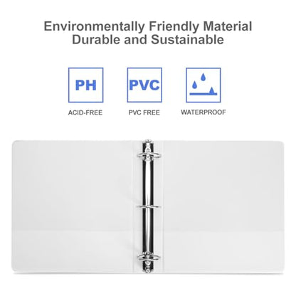 3 Ring Binder 2 Inch, ViVin Sturdy 2"-Round Ring Binder with 2 Interior Pockets, Clear View Cover, PVC-Free, Fits 400 Sheets of 8.5'' x 11'' Paper, Office Home School (6 Pack, White) - color: White, size: 2 Inch, style: 6 Pack