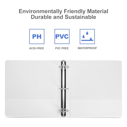 3 Ring Binder 2 Inch, ViVin Sturdy 2"-Round Ring Binder with 2 Interior Pockets, Clear View Cover, PVC-Free, Fits 400 Sheets of 8.5'' x 11'' Paper, Office Home School (6 Pack, White) - color: White, size: 2 Inch, style: 6 Pack