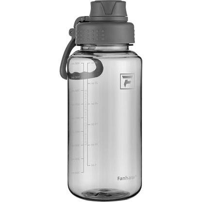 Fanhaw 32 oz Clear BPA-Free Tritan Water Bottle with Fast-Flow Spout Lid, BPA-Free & Leak-Proof Wide-Mouth Reusable Bottle for Gym, School & Office, Back to School Essentials (Gray) - color: Gray, style: 32 Ounces