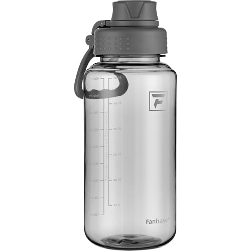 Fanhaw 32 oz Clear BPA-Free Tritan Water Bottle with Fast-Flow Spout Lid, BPA-Free & Leak-Proof Wide-Mouth Reusable Bottle for Gym, School & Office, Back to School Essentials (Gray) - color: Gray, style: 32 Ounces