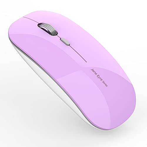 Uciefy Q5 Slim Rechargeable Wireless Mouse, 2.4G Portable Optical Silent Ultra Thin Wireless Computer Mouse with USB Receiver and Type C Adapter, Compatible with PC, Laptop, Desktop (Purple) - color: Purple