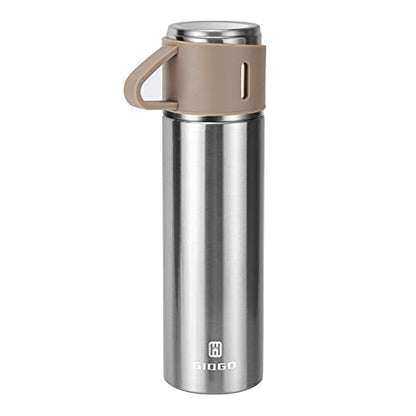 Stainless Steel Thermo 500ml/16.9oz Vacuum Insulated Bottle with Cup for Coffee Hot drink and Cold drink water flask.(Brown,Single) - color: Brown (Single), size: 16.9 Ounces