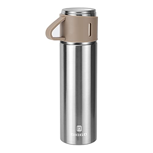 Stainless Steel Thermo 500ml/16.9oz Vacuum Insulated Bottle with Cup for Coffee Hot drink and Cold drink water flask.(Brown,Single) - color: Brown (Single), size: 16.9 Ounces