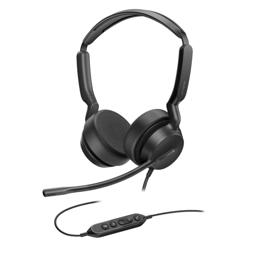 Yealink UH42 USB-C/A Headset with Noise Cancelling Mic, Wired Headphones for PC Computer Laptop, Compatible with Zoom Teams, Comfort Ear Cushions, Stereo Sound, in line Controls - color: Stereo, style: All Platforms USB-C & USB-A
