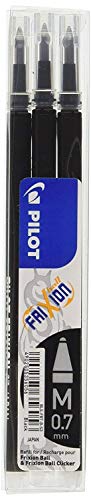 Pilot Refills for Frixion Rollerball 0.7 mm Tip - Black, Pack of 3 - color: Black, size: 3 Count (Pack of 1)
