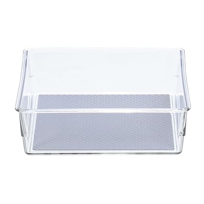 Glad Drawer Organizer Bin, 6x6 - Heavy Duty Clear Plastic Storage Tray for Junk Drawers, Kitchen Utensils, Bathroom Vanity, and Organizing Pantry - BPA Free, Food Safe, Non Slip - size: 6x6