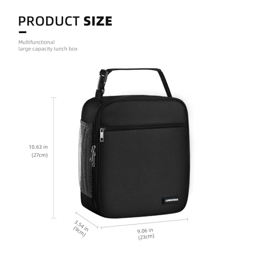 Lovoeo Lunch box Lunch bag for men women Insulated Lunchbox Lunch bags for Work Picnic Travel (Black) - color: Black