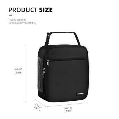 Lovoeo Lunch box Lunch bag for men women Insulated Lunchbox Lunch bags for Work Picnic Travel (Black) - color: Black