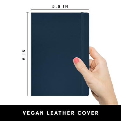 PAPERAGE Lined Journal Notebook, (Navy), 160 Pages, Medium 5.6 in x 8 in - 100 GSM Thick Paper – Hardcover Journaling Notebook for Work, School & Note Taking - color: Navy, style: A. Lined