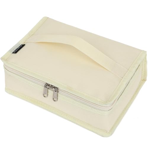 FlowFly Small Insulated Lunch box Portable Soft Bag Mini Cooler Thermal Meal Tote Kit with Handle for Work & School, Beige - color: Beige