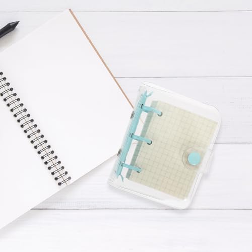 Hohopeti Mini Three-ring Binder Notebook with Blue Clip, Portable Loose-leaf Notepad for Students, Adorable Pocket Binder Suitable for School and Daily Notes