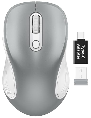 Trueque Wireless Mouse for Laptop, 2.4GHz Ergonomic Computer Mouse with Back & Forward Buttons, 3 Adjustable DPI Levels, 6 Buttons, Optical USB Cordless Mice for Windows PC, M01 (Silver Grey) - color: Silver Grey, size: 1 Pack