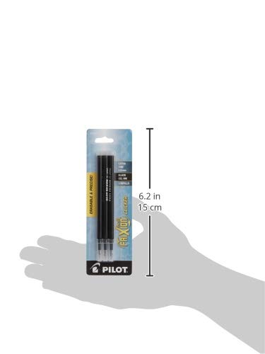 Pilot, FriXion Ball Gel Ink Refills for Erasable Pens, Extra Fine Point 0.5 mm, Pack of 3, Black