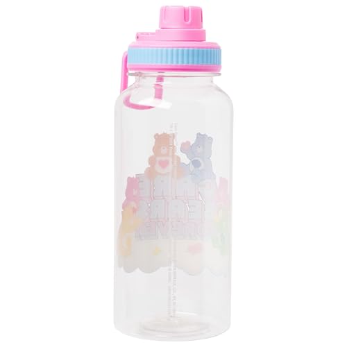 Silver Buffalo Care Bears Share Bear, Plastic Water Bottle, 32oz | Grumpy and Funshine, Cheer, Bedtime, Twist Spout, Sticker Set, You Stick Yourself, Good Luck Bear, Love-a-Lot, Tenderheart - color: Care Bears Forever