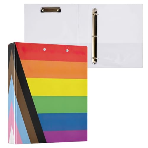 Pride LGBTQ Rainbow Flag Month 1.5 Inch Binders 3 Ring Three Ring Binders Decorative with Anti-Slip Metal Clip Basic Binder Notebook for School Supplies, 1 Pack - color: Pride Lgbtq Rainbow Flag Month, size: 1 Pack