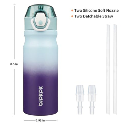 BJPKPK 18oz Insulated Water Bottle with Straw Stainless Steel Double Wall Water Bottles BPA Free Leak Proof Thermal Flask with Lockable Flip Lid and Soft Silicone Spout,Ocean Dream - color: A-Ocean Dream, size: 18 Ounces