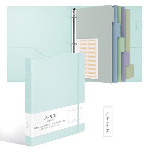 Ospelelf Vintage Hardcover 3 Ring 1 inch Leather Binder, Professional Binders Organizer Suitable for Letter Size Documents, Binder Dividers with Tabs, Blue - color: Blue, size: Letter Size - 1 Inch Ring