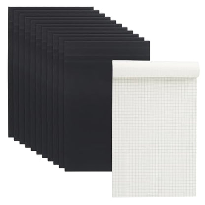 12 Pack Graph Paper Pad, 5 x 8 Inch Grid Paper Pads, Small Graph Ruled Notepad for Office, Home, 80 Sheets/Pad, Black